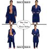 imageSWOMOG Mens 3 PCS Satin Robe with Pants ampamp Shorts Set Kimono Bathrobe Long Sleeve Sleepwear Pjs Sets with PocketsNavy Blue