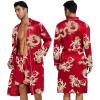 imageSWOMOG Mens 3 PCS Satin Robe with Pants ampamp Shorts Set Kimono Bathrobe Long Sleeve Sleepwear Pjs Sets with PocketsRed Dragon