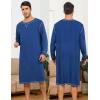 imageSWOMOG Mens 2 Pack Nightshirt Comfy Big ampamp Tall Henley Sleep Shirt Soft Loose Pajama Short ampamp Long Sleeve Nightgown SXXL Navy Medium