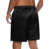 imageSWOMOG Mens 3 Pack Satin Pajama Shorts Silk Pajama Boxer Lounge Sleep Bottoms Button Fly with Pockets ampamp Drawstring1 Pack  Black