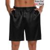 imageSWOMOG Mens 3 Pack Satin Pajama Shorts Silk Pajama Boxer Lounge Sleep Bottoms Button Fly with Pockets ampamp Drawstring1 Pack  Black
