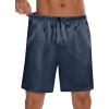imageSWOMOG Mens 3 Pack Satin Pajama Shorts Silk Pajama Boxer Lounge Sleep Bottoms Button Fly with Pockets ampamp DrawstringBlackDeep GreyDeep Navy Blue