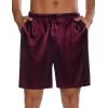 imageSWOMOG Mens 3 Pack Satin Pajama Shorts Silk Pajama Boxer Lounge Sleep Bottoms Button Fly with Pockets ampamp DrawstringBlackDeep Wine RedGrey