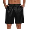 imageSWOMOG Mens 3 Pack Satin Pajama Shorts Silk Pajama Boxer Lounge Sleep Bottoms Button Fly with Pockets ampamp DrawstringBlackNavy BlueWine Red