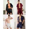 imageSWOMOG Mens 3 Pack Satin Pajama Shorts Silk Pajama Boxer Lounge Sleep Bottoms Button Fly with Pockets ampamp DrawstringBlackPurpleChampagne