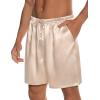 imageSWOMOG Mens 3 Pack Satin Pajama Shorts Silk Pajama Boxer Lounge Sleep Bottoms Button Fly with Pockets ampamp DrawstringBlackPurpleChampagne