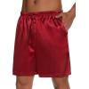imageSWOMOG Mens 3 Pack Satin Pajama Shorts Silk Pajama Boxer Lounge Sleep Bottoms Button Fly with Pockets ampamp DrawstringBlackRedGreen