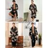 imageSWOMOG Mens 3 Pcs Robe Silk Satin Kimono Bathrobe with ShortsampampPants Set Lightweight Soft SleepwearBlack Dragon