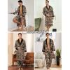 imageSWOMOG Mens 3 Pcs Robe Silk Satin Kimono Bathrobe with ShortsampampPants Set Lightweight Soft SleepwearLeopard