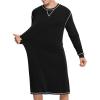 imageSWOMOG Mens Nightgown Long Sleeve Lounge Sleep Henley Shirt Pajama Big ampamp Tall Nightshirt Comfy Nightwear SXXLBlack
