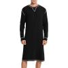 imageSWOMOG Mens Nightgown Long Sleeve Lounge Sleep Henley Shirt Pajama Big ampamp Tall Nightshirt Comfy Nightwear SXXLBlack