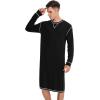 imageSWOMOG Mens Nightgown Long Sleeve Lounge Sleep Henley Shirt Pajama Big ampamp Tall Nightshirt Comfy Nightwear SXXLBlack