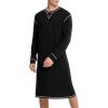 imageSWOMOG Mens Nightgown Long Sleeve Lounge Sleep Henley Shirt Pajama Big ampamp Tall Nightshirt Comfy Nightwear SXXLBlack