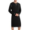 imageSWOMOG Mens Nightgown Long Sleeve Lounge Sleep Henley Shirt Pajama Big ampamp Tall Nightshirt Comfy Nightwear SXXLBlack