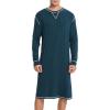 imageSWOMOG Mens Nightgown Long Sleeve Lounge Sleep Henley Shirt Pajama Big ampamp Tall Nightshirt Comfy Nightwear SXXLBlue Green