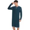 imageSWOMOG Mens Nightgown Long Sleeve Lounge Sleep Henley Shirt Pajama Big ampamp Tall Nightshirt Comfy Nightwear SXXLBlue Green