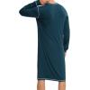 imageSWOMOG Mens Nightgown Long Sleeve Lounge Sleep Henley Shirt Pajama Big ampamp Tall Nightshirt Comfy Nightwear SXXLBlue Green
