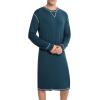 imageSWOMOG Mens Nightgown Long Sleeve Lounge Sleep Henley Shirt Pajama Big ampamp Tall Nightshirt Comfy Nightwear SXXLBlue Green