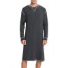 imageSWOMOG Mens Nightgown Long Sleeve Lounge Sleep Henley Shirt Pajama Big ampamp Tall Nightshirt Comfy Nightwear SXXLDeep Grey