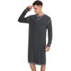imageSWOMOG Mens Nightgown Long Sleeve Lounge Sleep Henley Shirt Pajama Big ampamp Tall Nightshirt Comfy Nightwear SXXLDeep Grey
