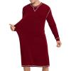 imageSWOMOG Mens Nightgown Long Sleeve Lounge Sleep Henley Shirt Pajama Big ampamp Tall Nightshirt Comfy Nightwear SXXLDeep Wine Red