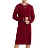 imageSWOMOG Mens Nightgown Long Sleeve Lounge Sleep Henley Shirt Pajama Big ampamp Tall Nightshirt Comfy Nightwear SXXLDeep Wine Red