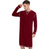 imageSWOMOG Mens Nightgown Long Sleeve Lounge Sleep Henley Shirt Pajama Big ampamp Tall Nightshirt Comfy Nightwear SXXLDeep Wine Red