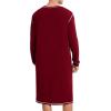 imageSWOMOG Mens Nightgown Long Sleeve Lounge Sleep Henley Shirt Pajama Big ampamp Tall Nightshirt Comfy Nightwear SXXLDeep Wine Red
