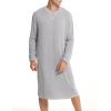 imageSWOMOG Mens Nightgown Long Sleeve Lounge Sleep Henley Shirt Pajama Big ampamp Tall Nightshirt Comfy Nightwear SXXLGery
