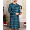 imageSWOMOG Mens Nightgown Long Sleeve Lounge Sleep Henley Shirt Pajama Big ampamp Tall Nightshirt Comfy Nightwear SXXLGreen Black Plaid