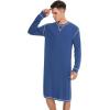 imageSWOMOG Mens Nightgown Long Sleeve Lounge Sleep Henley Shirt Pajama Big ampamp Tall Nightshirt Comfy Nightwear SXXLNavy