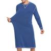 imageSWOMOG Mens Nightgown Long Sleeve Lounge Sleep Henley Shirt Pajama Big ampamp Tall Nightshirt Comfy Nightwear SXXLNavy