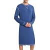 imageSWOMOG Mens Nightgown Long Sleeve Lounge Sleep Henley Shirt Pajama Big ampamp Tall Nightshirt Comfy Nightwear SXXLNavy