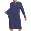 imageSWOMOG Mens Nightgown Long Sleeve Lounge Sleep Henley Shirt Pajama Big ampamp Tall Nightshirt Comfy Nightwear SXXLNavy Blue