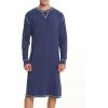 imageSWOMOG Mens Nightgown Long Sleeve Lounge Sleep Henley Shirt Pajama Big ampamp Tall Nightshirt Comfy Nightwear SXXLNavy Blue