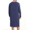 imageSWOMOG Mens Nightgown Long Sleeve Lounge Sleep Henley Shirt Pajama Big ampamp Tall Nightshirt Comfy Nightwear SXXLNavy Blue