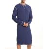 imageSWOMOG Mens Nightgown Long Sleeve Lounge Sleep Henley Shirt Pajama Big ampamp Tall Nightshirt Comfy Nightwear SXXLNavy Blue
