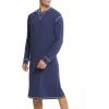 imageSWOMOG Mens Nightgown Long Sleeve Lounge Sleep Henley Shirt Pajama Big ampamp Tall Nightshirt Comfy Nightwear SXXLNavy Blue