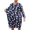 imageSWOMOG Mens Nightgown Long Sleeve Lounge Sleep Henley Shirt Pajama Big ampamp Tall Nightshirt Comfy Nightwear SXXLNavy Blue Dogs