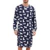 imageSWOMOG Mens Nightgown Long Sleeve Lounge Sleep Henley Shirt Pajama Big ampamp Tall Nightshirt Comfy Nightwear SXXLNavy Blue Dogs