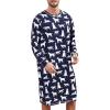 imageSWOMOG Mens Nightgown Long Sleeve Lounge Sleep Henley Shirt Pajama Big ampamp Tall Nightshirt Comfy Nightwear SXXLNavy Blue Dogs