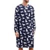 imageSWOMOG Mens Nightgown Long Sleeve Lounge Sleep Henley Shirt Pajama Big ampamp Tall Nightshirt Comfy Nightwear SXXLNavy Blue Dogs
