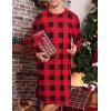 imageSWOMOG Mens Nightgown Long Sleeve Lounge Sleep Henley Shirt Pajama Big ampamp Tall Nightshirt Comfy Nightwear SXXLRed Black Plaid