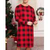 imageSWOMOG Mens Nightgown Long Sleeve Lounge Sleep Henley Shirt Pajama Big ampamp Tall Nightshirt Comfy Nightwear SXXLRed Black Plaid