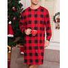 imageSWOMOG Mens Nightgown Long Sleeve Lounge Sleep Henley Shirt Pajama Big ampamp Tall Nightshirt Comfy Nightwear SXXLRed Black Plaid