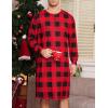 imageSWOMOG Mens Nightgown Long Sleeve Lounge Sleep Henley Shirt Pajama Big ampamp Tall Nightshirt Comfy Nightwear SXXLRed Black Plaid