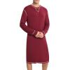 imageSWOMOG Mens Nightgown Long Sleeve Lounge Sleep Henley Shirt Pajama Big ampamp Tall Nightshirt Comfy Nightwear SXXLWine Red