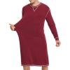 imageSWOMOG Mens Nightgown Long Sleeve Lounge Sleep Henley Shirt Pajama Big ampamp Tall Nightshirt Comfy Nightwear SXXLWine Red