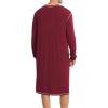 imageSWOMOG Mens Nightgown Long Sleeve Lounge Sleep Henley Shirt Pajama Big ampamp Tall Nightshirt Comfy Nightwear SXXLWine Red