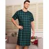 imageSWOMOG Mens Nightshirt Short Sleeve Nightgown Soft Loose Sleepwear Lightweight Nightwear Comfy Henley Sleep Shirt SXXLBlack Green Grid